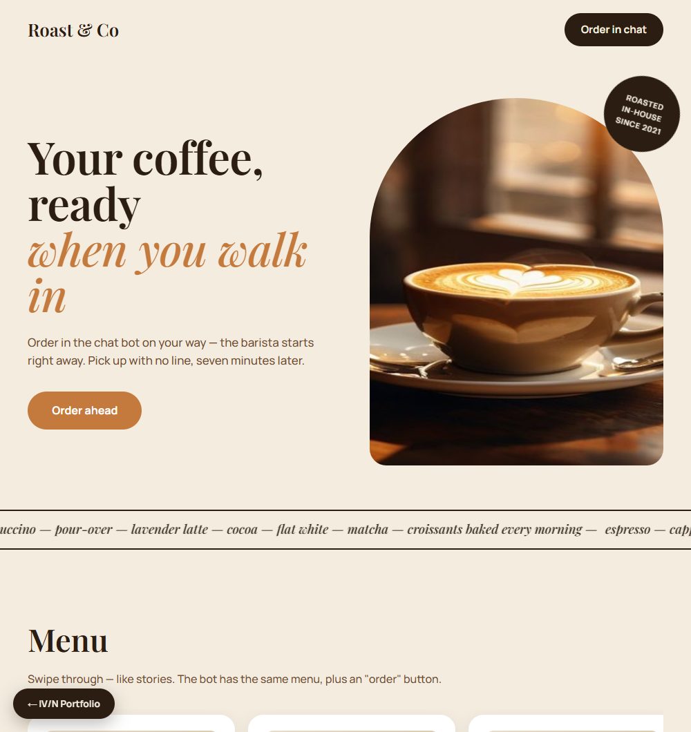 Live demo: Roast & Co coffee shop website