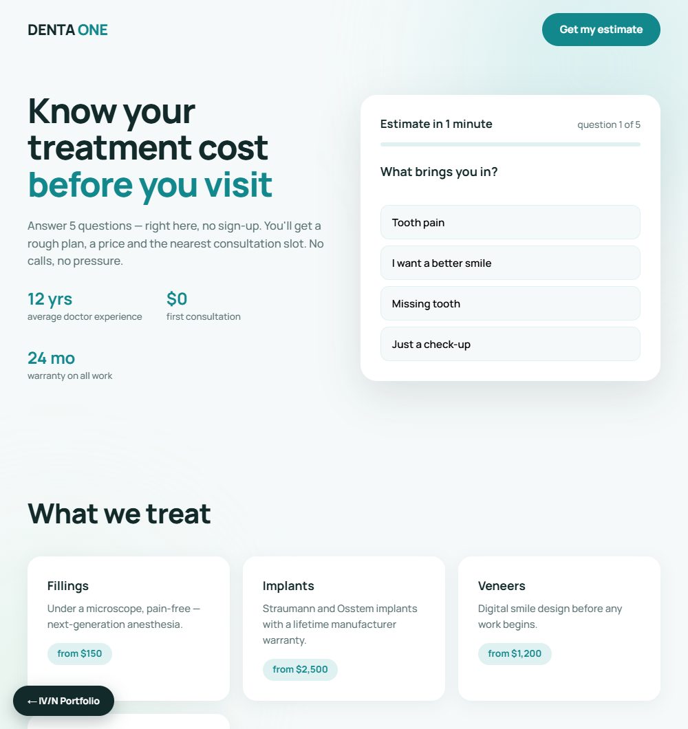Live demo: DENTA ONE dental clinic website